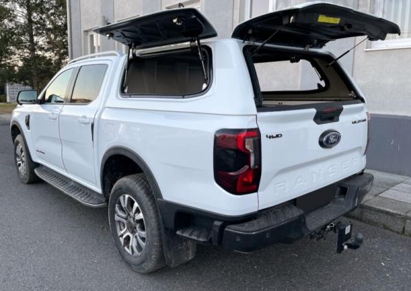 Hardtop mit seitlichen Klappen und Heckklappe, in Frozen White lackiert, für Ford Ranger Doppelkabiner, Modell 2023